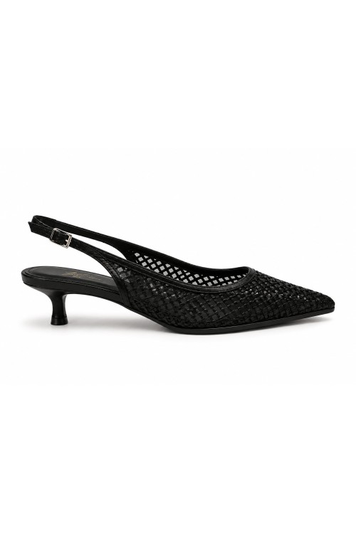 Zapato Destalonado Trenzado Negro