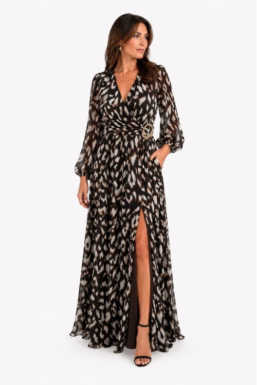 Vestido Largo Estampado Animal Chic
